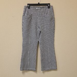 Liverpool Women Black and White Flare Leg Geometric Ponte Trousers NEW